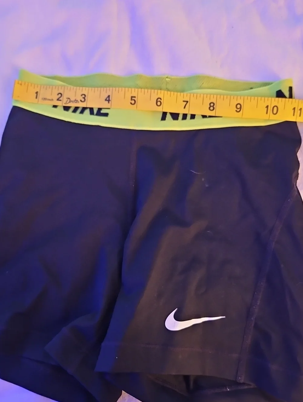 Nike Black Athletic Compression Shorts with Neon Yellow Waistband